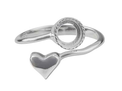 Anillo Ajustable Con Motivo De Corazn, Engaste De 6mm, Plata 925