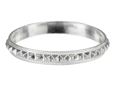 Anillo Con Motivos Piramidales De 3mm, Plata 925, Tamaño 50