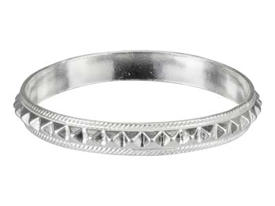 Anillo Con Motivos Piramidales De 3mm, Plata 925, Tamaño 55