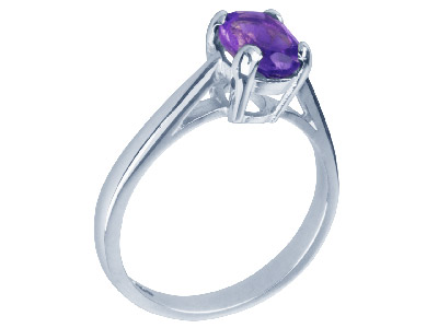 Anillo Con Engaste De 4 Garras Parapiedra De 12 X 10 mm, Plata 925, T Amaño 52/53 - Imagen Estandar - 3