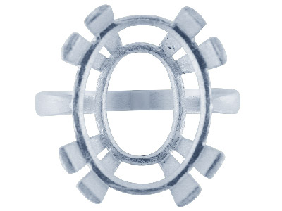 Anillo Engastado Con 4 Garras Dobles Para Piedra De 16 X 12mm, Plata 925, Tamaño 5354