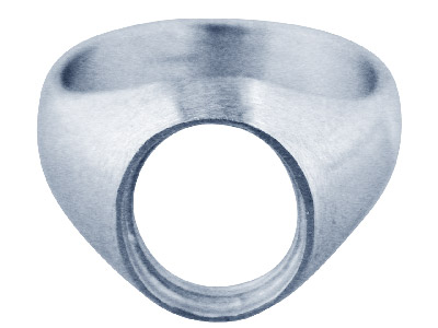 Anillo De Sello Engastado Para Piedra Ovalada 12 X 10 mm, Plata 925, Tamaño 59 - Imagen Estandar - 2
