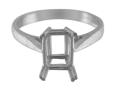Anillo Incrustado Con 4 Garras Parapiedra Tamaño Esmeralda De 8 X 6m M, Plata 925, Tamaño 5354
