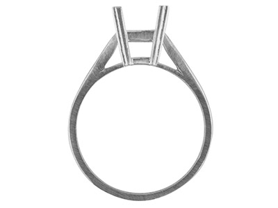 Anillo Incrustado Con 4 Garras Parapiedra Tamaño Esmeralda De 8 X 6 m M, Plata 925, Tamaño 53/54 - Imagen Estandar - 2