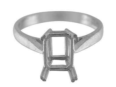 Anillo Engastado Con 4 Garras Para Piedra Tamaño Esmeralda De 10 X 8mm, Plata 925, Tamaño De Anillo 535