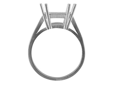 Anillo Engastado Con 4 Garras Dobles Para Piedra Tamaño Esmeralda De 12 X 10 mm, Plata 925, Tamaño 54 - Imagen Estandar - 2
