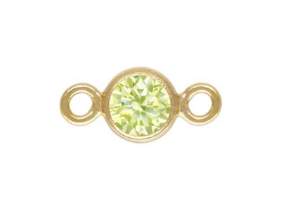 Conector De Bisel Con Circonita Cbica De Oro Laminado, 3,0 Mm, Peridoto