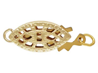 Cierre De Filigrana Ovalada, 12 X 6mm, Bañado En Oro