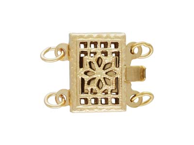 Broche De Filigrana Rectangular De Oro Laminado, 2 Filas, 10 MM X 0 MM