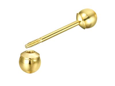 Cierre De Pendiente De Bola Roscada De 4 Mm, Oro Amarillo De 9 Quilates - Imagen Estandar - 2