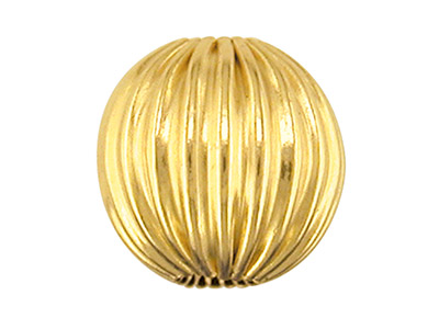 Abalorio Redondo Estriado De Dos Agujeros De Oro Amarillo De 9 Ct, 3mm