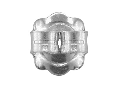 Cierre De Mariposa Grande De Oro Blanco De 9 Ct Con Canto Acanalado, 100% Oro Reciclado - Imagen Estandar - 2