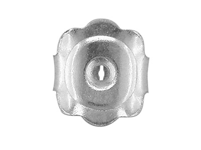 Cierre De Mariposa Grande De Oro Blanco De 9 Ct Con Canto Acanalado, 100% Oro Reciclado - Imagen Estandar - 3