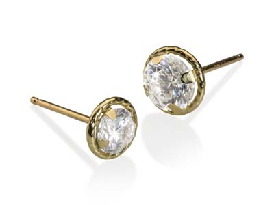 Pendiente Listo Para Engastar Con 4puntas, Para Piedra De 6 mm, Oro A Marillo De 18k, Por Pieza - Imagen Estandar - 4