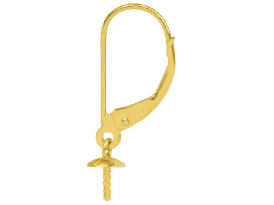 Hilo Para Pendientes Con Gancho Ballestilla De Oro Amarillo De 18 Ct Con Casquilla De 3 Mm, Hilo Lisocon Casquilla Colgante - Imagen Estandar - 1