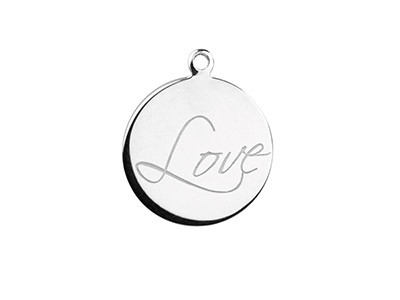 Colgante En Blanco Grabado Love16 mm, Plata 925 - Imagen Estandar - 1