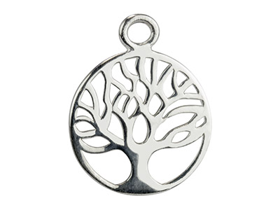 Colgante De Filigrana Árbol De La Vida 18mm, Plata 925, Bolsa De 5