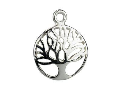 Colgante Abombado Árbol De La Vida 12mm, Plata 925, Bolsa De 5