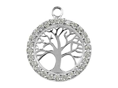 Colgante Árbol De La Vida 18mm, Plata 925 Con Circonita