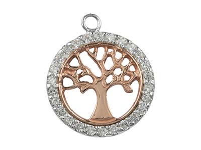 St Sil Tree Of Life Cz Channel Set Rose Plate 18mm - Imagen Estandar - 1