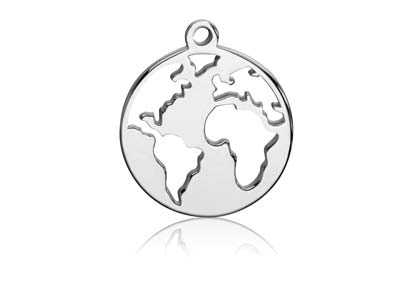 Colgante Mapamundi 15mm, Plata 925
