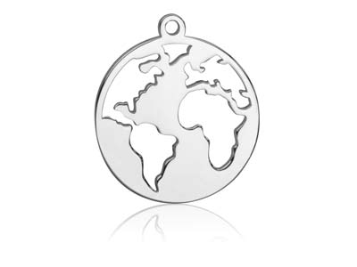 Colgante Mapamundi 20mm, Plata 925