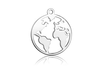 Colgante Mapamundi 20mm, Plata 925