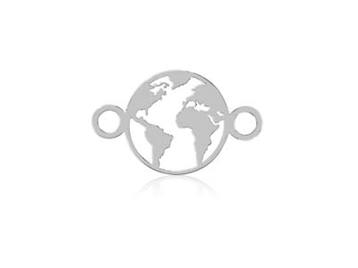 Conector Mapa Del Mundo 9mm, Plata925