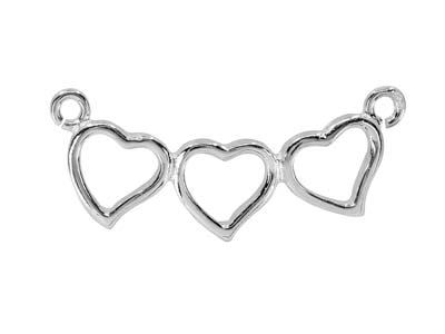 Conector De 3 Corazones, 25 X 10 mm, Plata 925 - Imagen Estandar - 1