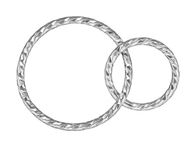 Conector Anillos Entrelazados Brillantes 10 Y 15mm, Plata 925