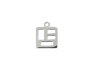 Colgante Cuadrado Calado, Motivos Geomtricos, 10mm, Plata 925