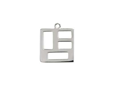 Colgante Cuadrado Calado, Motivos Geomtricos, 15mm, Plata De Ley 925