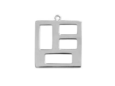 Colgante Cuadrado Calado, Motivos Geom{tricos, 20 mm, Plata 925 - Imagen Estandar - 1