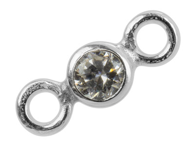 Conector Con Circonita De 3 mm En Engaste Cerrado, Plata 925 - Imagen Estandar - 2