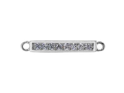 Conector De Barra Con Zirconia Cbica, 15mm, Plata 925, Bolsa De 2
