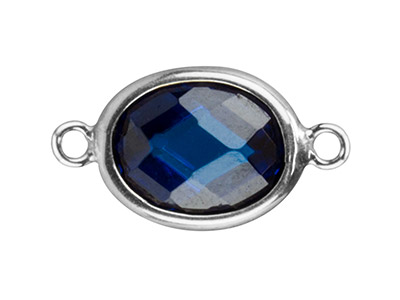 Conector Ovalado De Plata De Ley Con Una Circonita De Color Azul Suizo, 10 X 8 MM