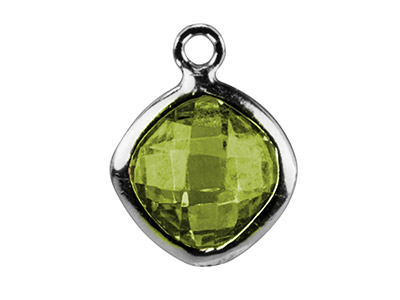 Colgante Cuadrado De Plata De Ley Con Una Circonita De Color Peridoto, 6 MM