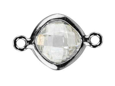 Separador Cuadrado Zirconia Blanca 6 mm, Anillos Alineados, Plata 925 - Imagen Estandar - 1