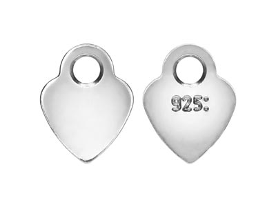 Chapita Marcada 925, Forma De Corazn, Plata 925, Paquete De 10