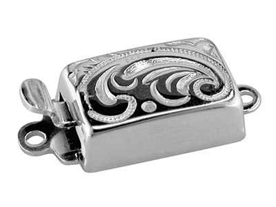 Cierre Rectangular Cincelado De 10 X 4,50mm, Plata De Ley 925