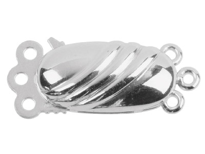 Cierre De 3 Hileras, Forma Ovalada 13 X 5mm, Plata 925 Curvados Y Suaves.