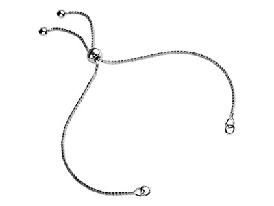 Cierre De Bola Ajustable Con Cadenaveneciana, 25cm, Plata 925