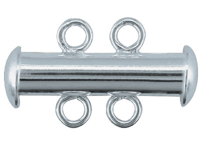 Cierre De 2 Hileras, Tubo 16 X 5mm, Plata De Ley 925