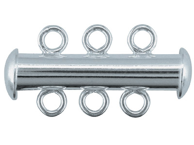 Broche De 3 Hileras, Tubo 22 X 5mm, Plata 925 De Ley