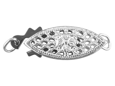 Broche De Filigrana Ovalado, 15 X 6mm, Plata 925 De Ley