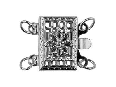 Cierre De 2 Hileras, Rectángulo Elegante 10,50 X 7,50mm, Plata De Ley925