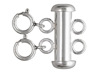 Cierre De 2 Hileras, Tubo 16 X 4mm, Con Reasa, Plata 925