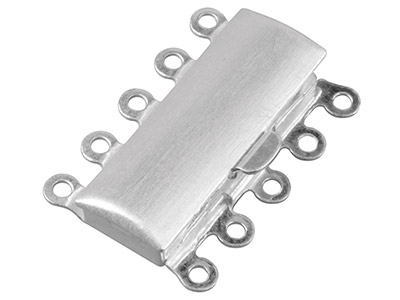 Cierre De 5 Hileras, Rectángulo 23 X 16mm, Plata De Ley 925 Aspecto Mate
