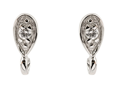 Pendientes De Corchete Hechos Con Plata De Ley Con Zirconia Cúbica Y Con Una Anilla, Paquete De 2 Unidades - Imagen Estandar - 2