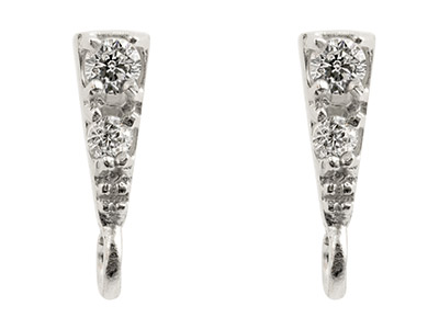 Pendientes De Corchete Hechos Con Plata De Ley Con Zirconia Cúbica Y Con Una Anilla, Paquete De 2 Unidades - Imagen Estandar - 2